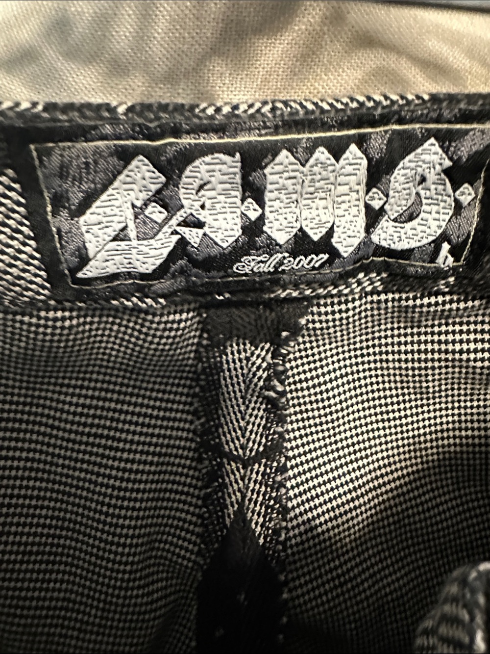 LAMB Geometric Plaid Cropped Trousers in Black & Gray - Picture 3 of 5